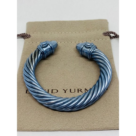 David Yurman Limited Edition Light Blue Aluminum Renaissance Bracelet 10mm 6.5” - Picture 1 of 12